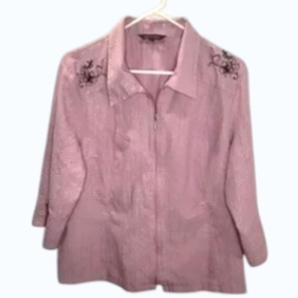 Emotions Blush Pink Textured Zip Front Shirt/Jacket Size 17